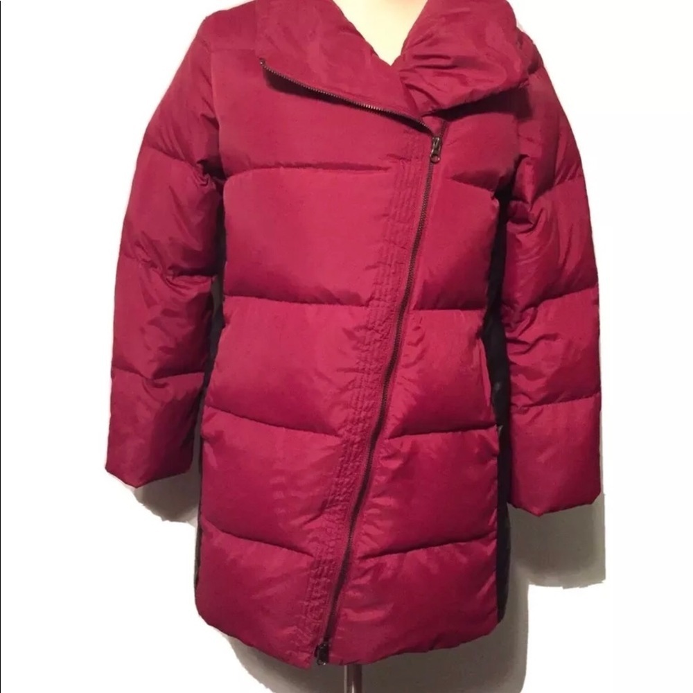 Vince girls red rosewood asymmetrical down puffy coat size large